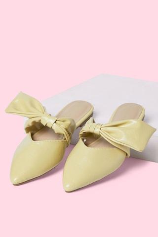 yellow solid with bow casual women flat shoes