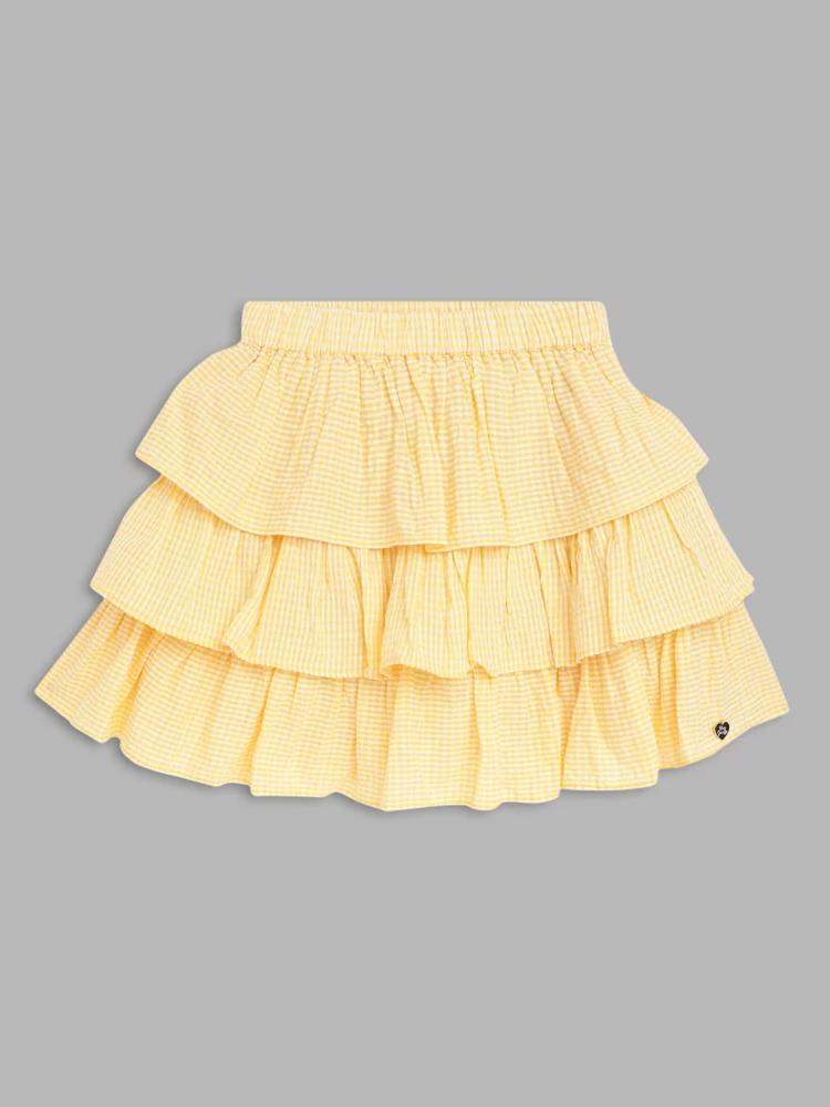 yellow striped regular fit skirt