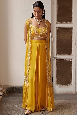 yellow-textured-chanderi-sequins-&-beads-hands-embroidered-cape-set