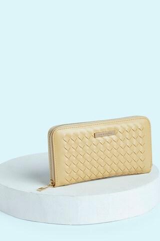 yellow textured formal faux leather women wallet