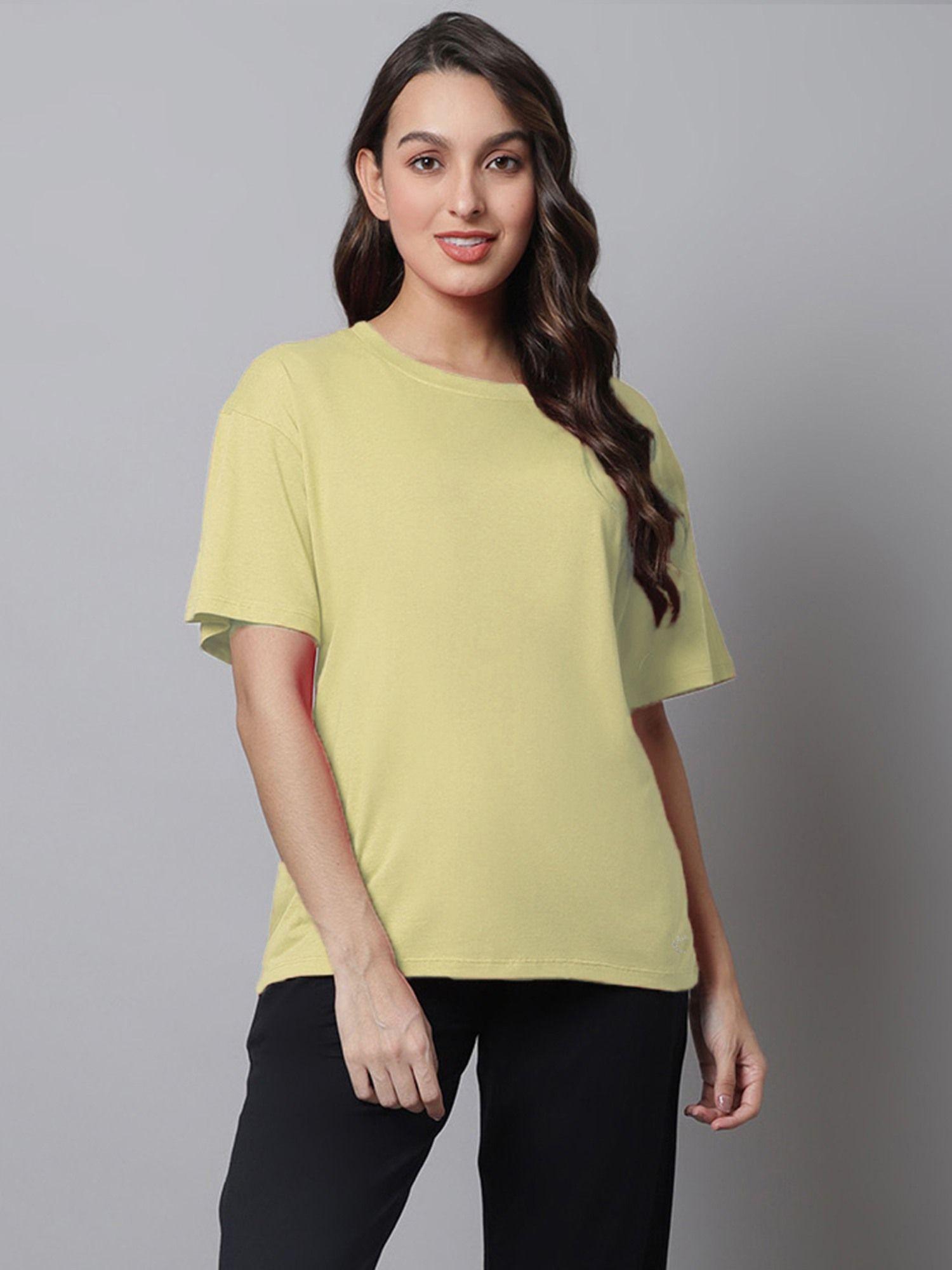 yellow women solid t-shirt