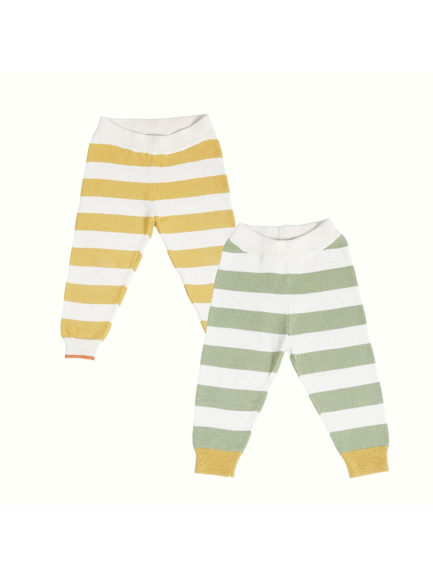 yellow & green stripe cotton diaper 2 lowers (set of 2)