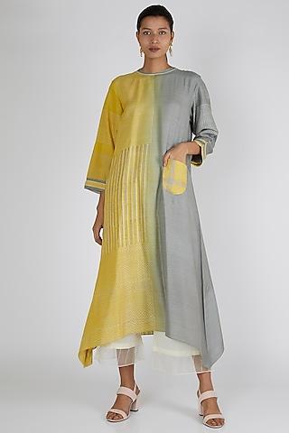 yellow & grey asymmetric tunic