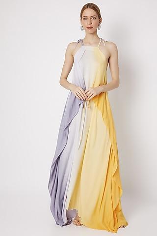 yellow & grey shaded maxi dress