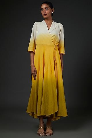 yellow & white ombre khadi dress