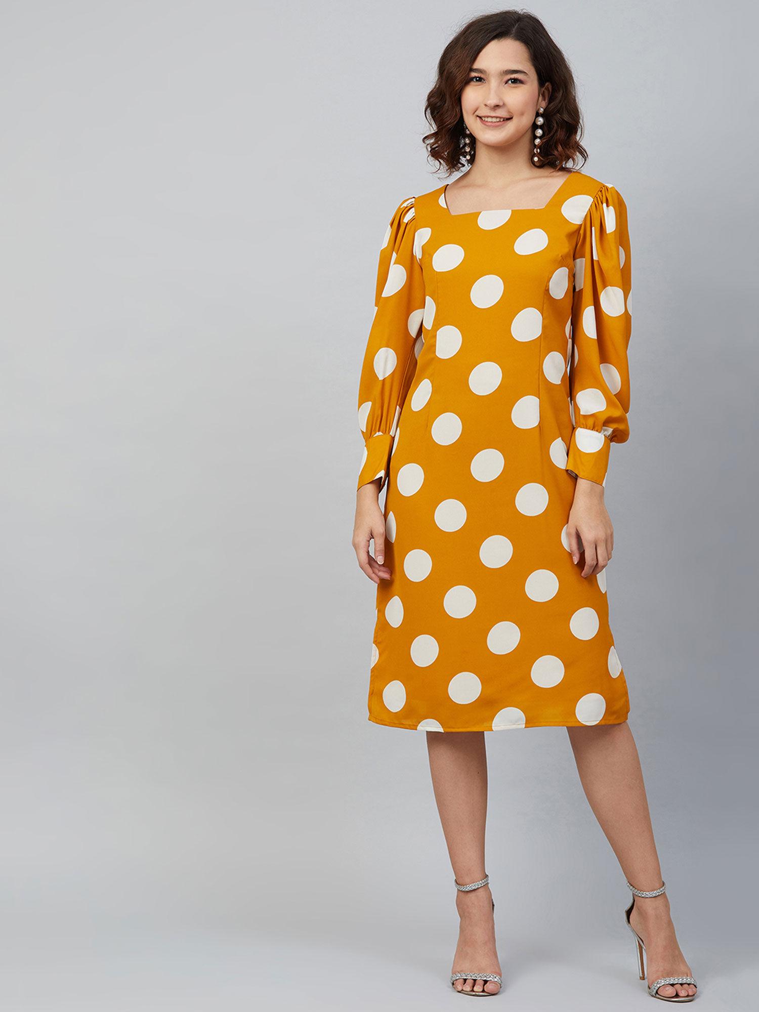 yellow a-line floral midi dress