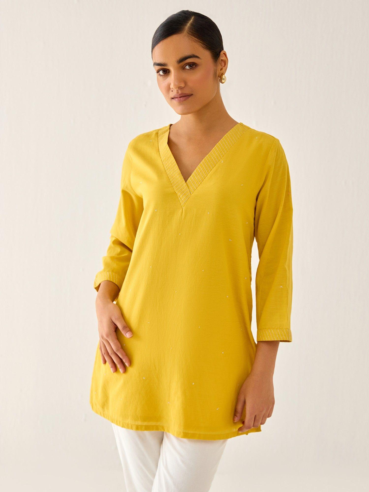 yellow a line kurti