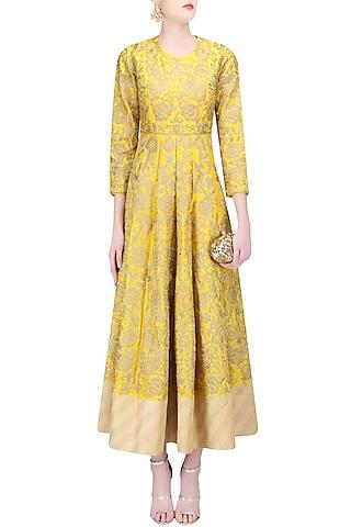 yellow and gold zari work anarkali