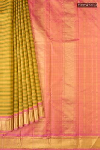 yellow and green kanchipuram silk saree