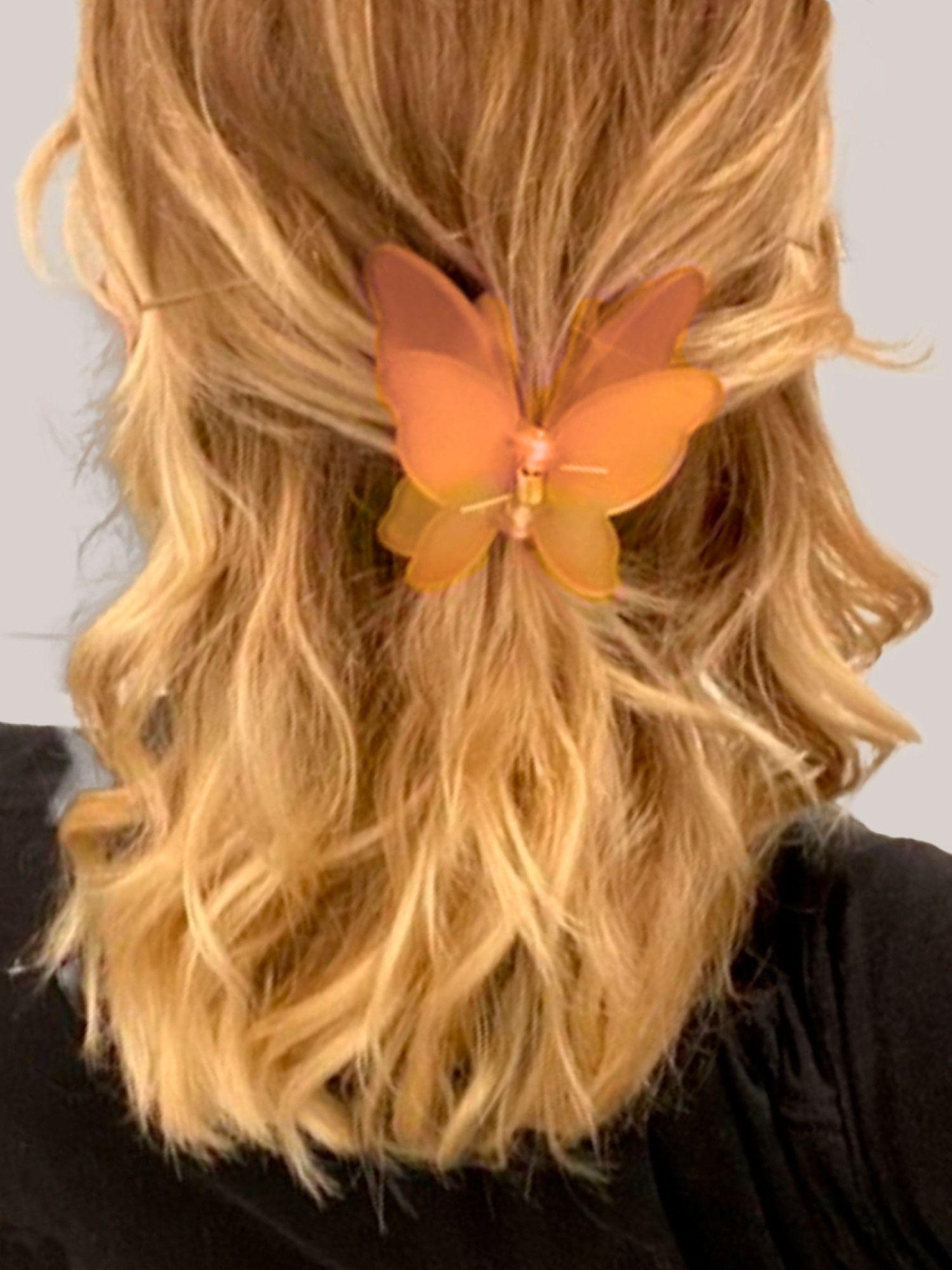 yellow and orange large butterfly hair claw hair clip