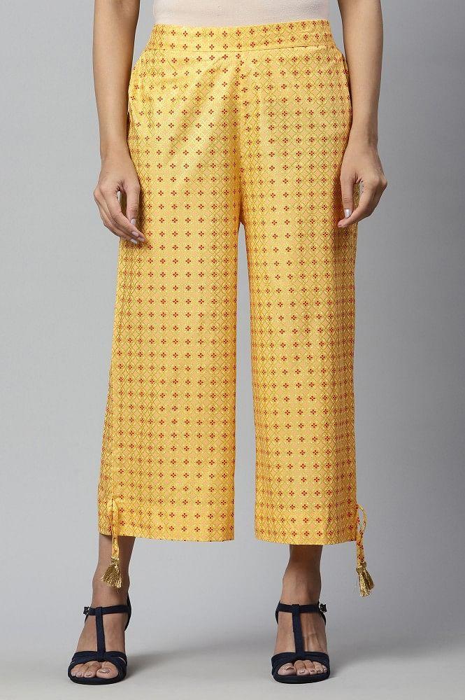 yellow ankle length straight liva culottes