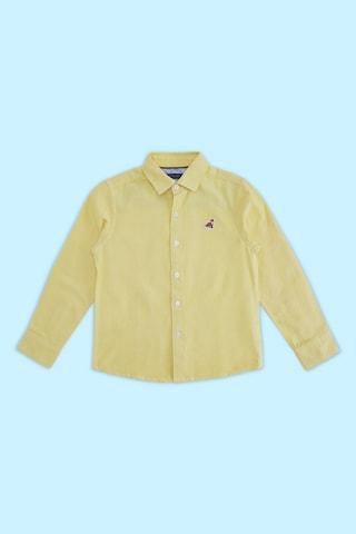 yellow applique casual full sleeves regular collar boys regular fit shirt
