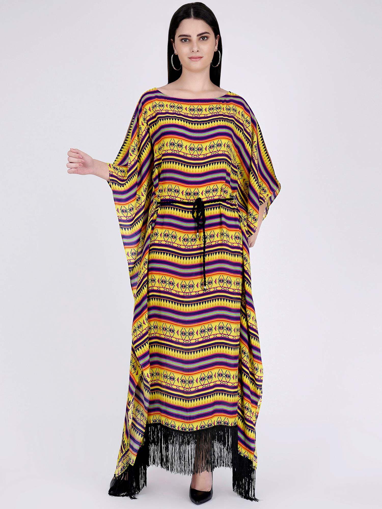 yellow aztec poncho dress (set of 2)