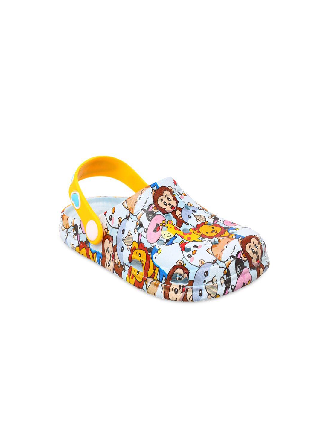 yellow bee boys blue & white clogs sandals
