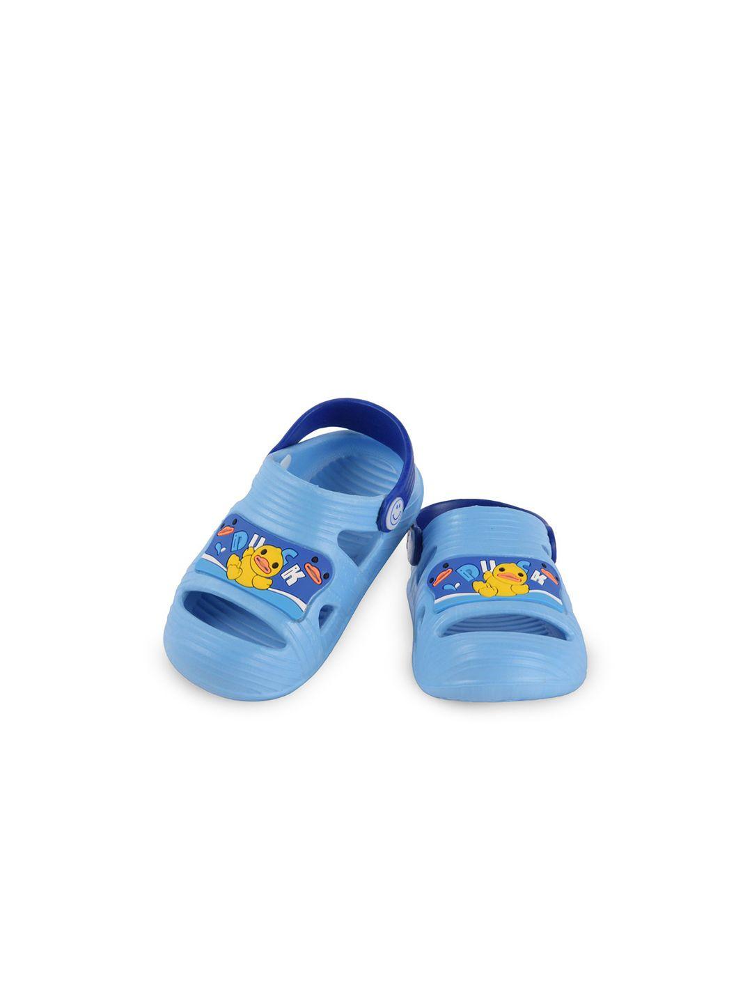yellow bee boys blue printed rubber sliders