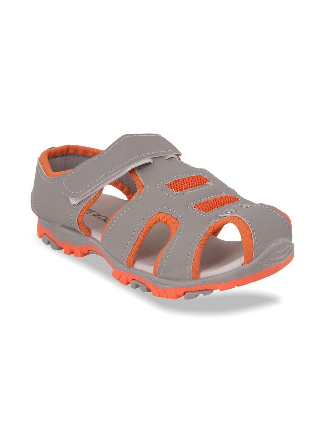 yellow bee boys grey & orange pu fisherman sandals