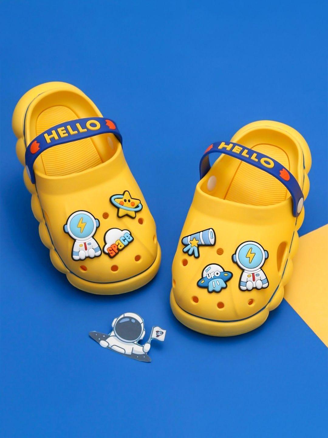 yellow bee boys space theme rubber clogs
