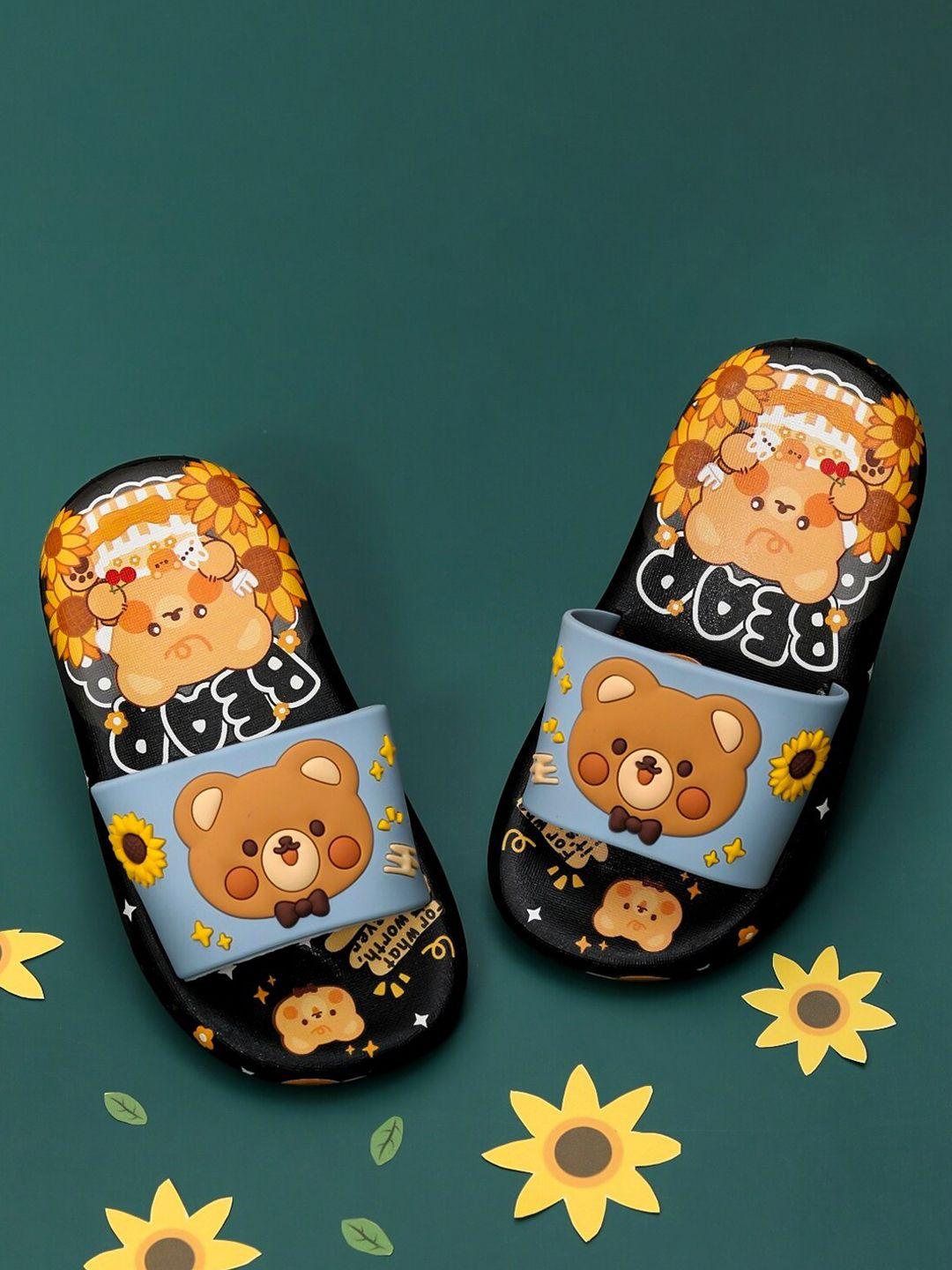 yellow bee girls bear and sunflower printed sliders