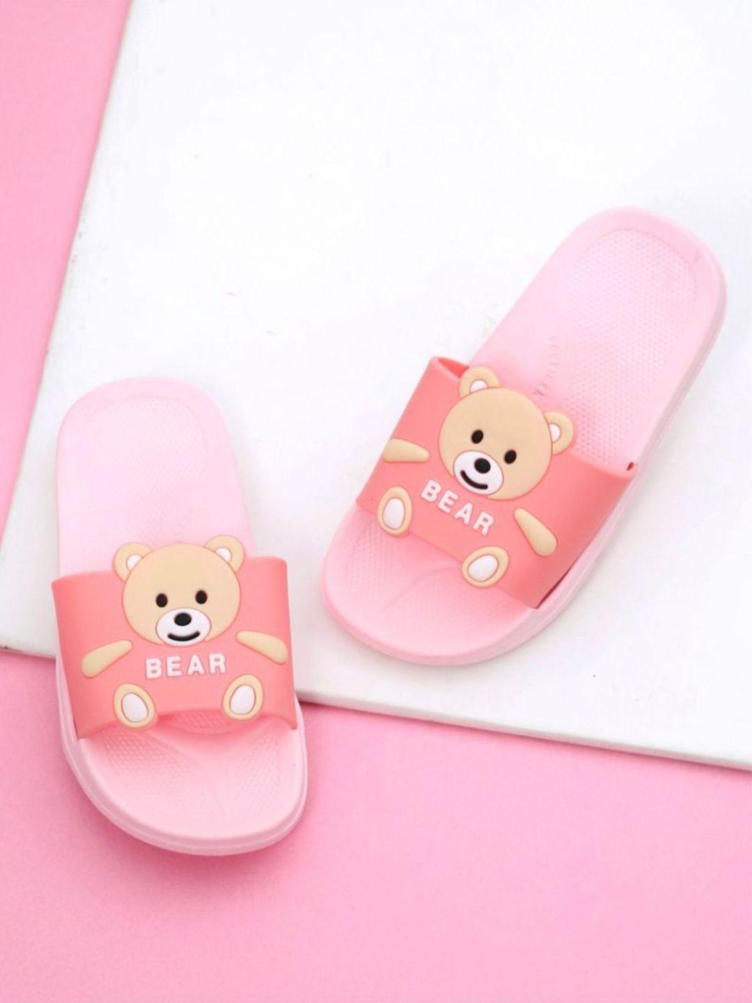 yellow bee girls bear printed rubber sliders