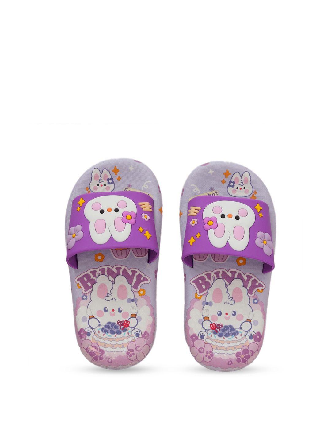 yellow bee girls cute bunny printed rubber sliders