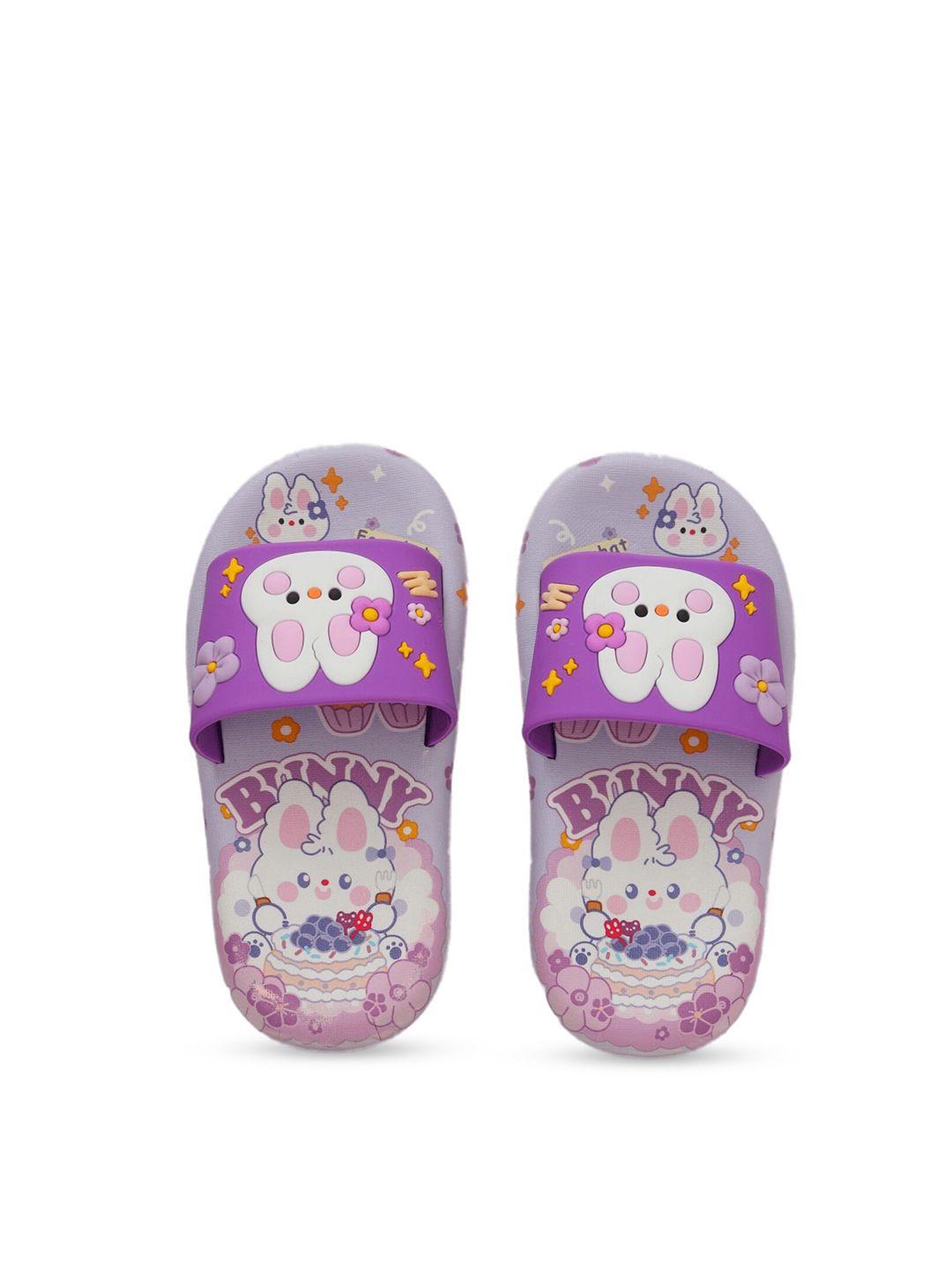 yellow bee girls cute bunny printed sliders