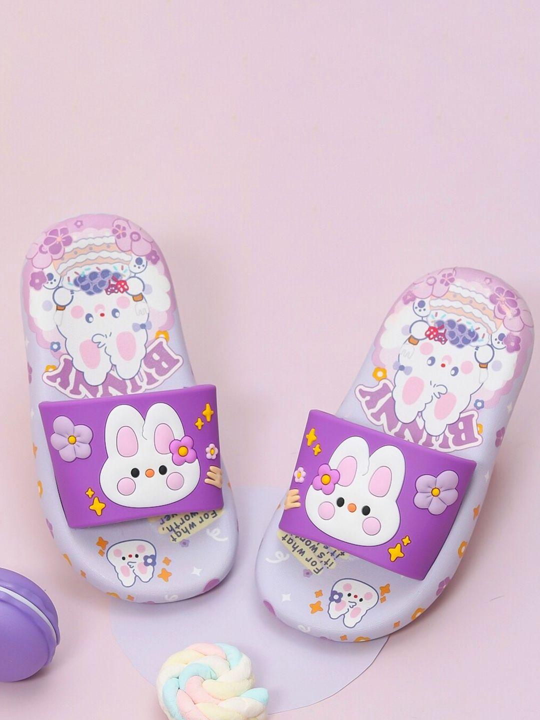 yellow bee girls cute bunny printed sliders