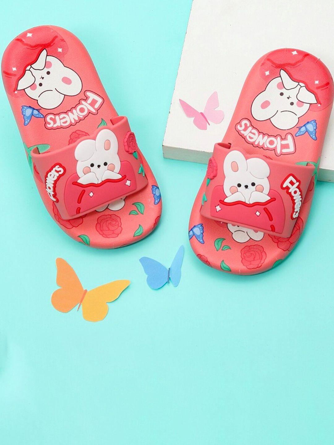 yellow bee girls cute bunny printed sliders