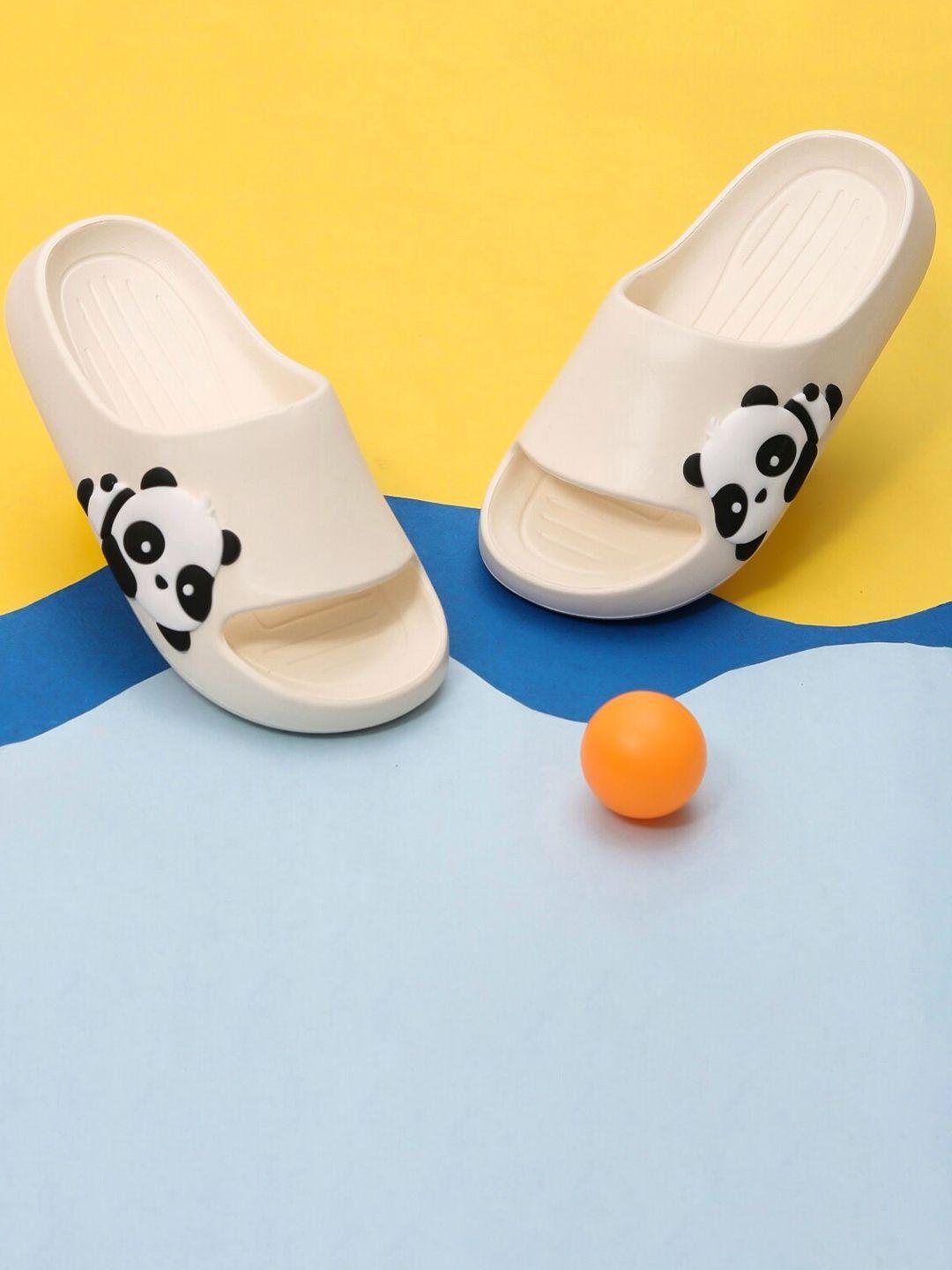 yellow bee girls panda detail rubber sliders