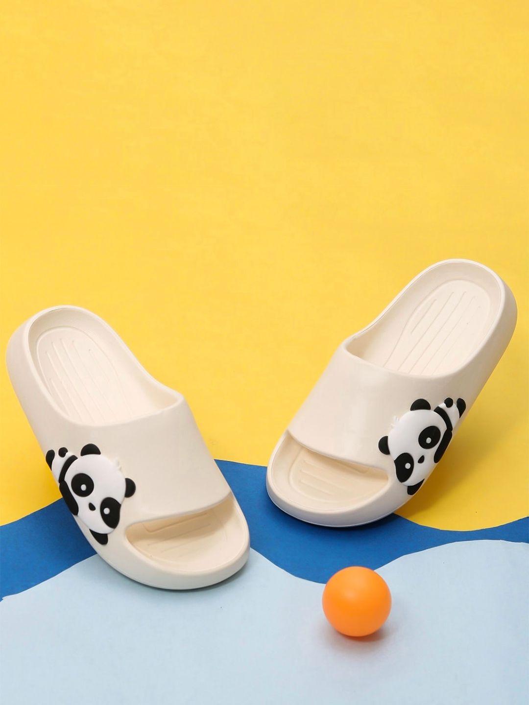 yellow bee girls panda embossed rubber sliders