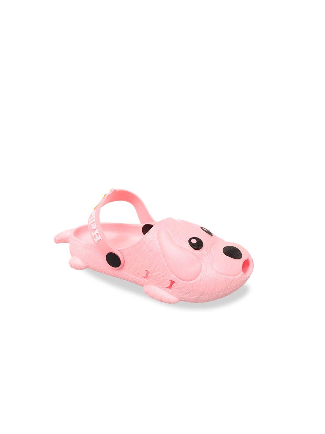yellow bee girls pink & black puppy shaped clogs