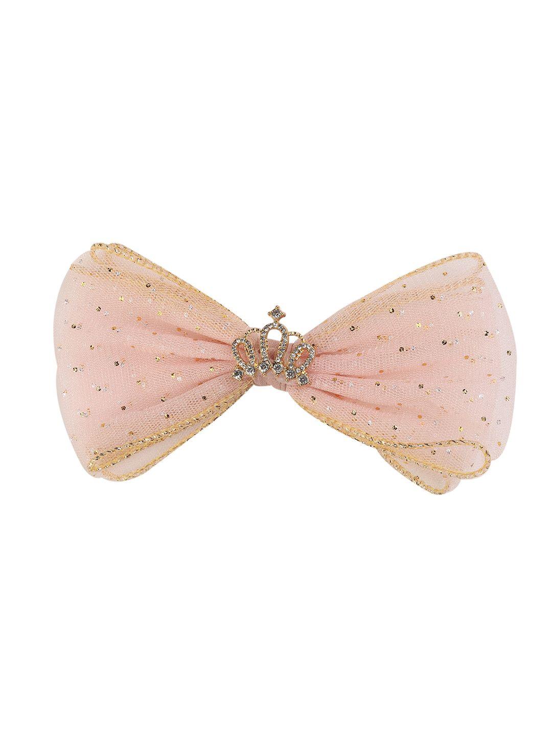 yellow bee girls pink & gold-toned embellished alligator hair clip