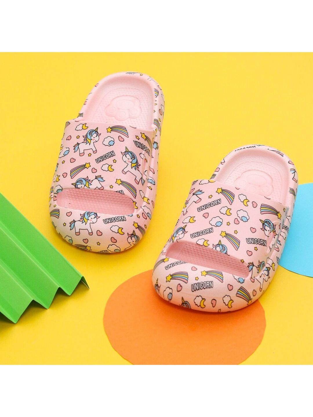 yellow bee girls pink & yellow printed rubber clogs