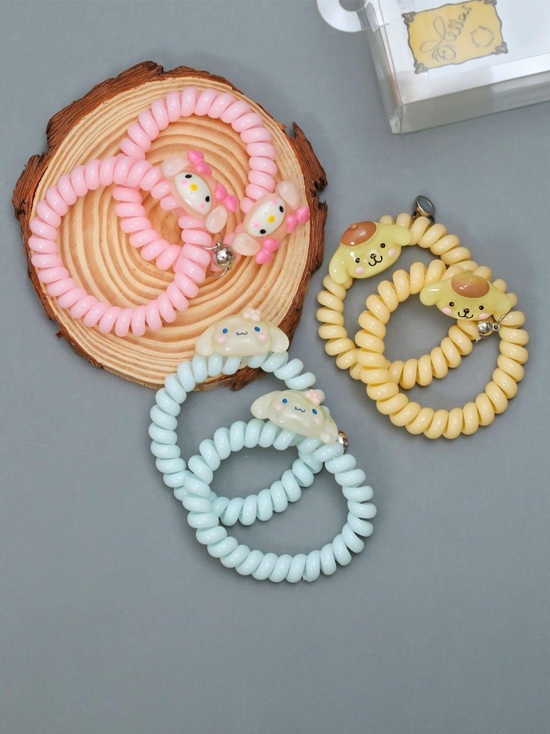 yellow bee girls set of 6 spiral ponytail holders