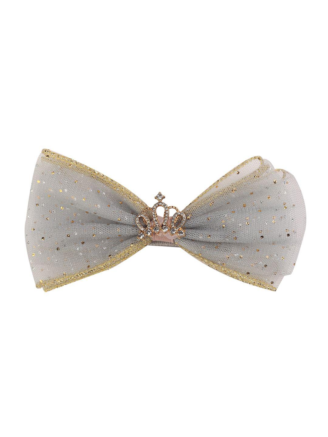yellow bee girls silver-toned embellished bow alligator hair clip