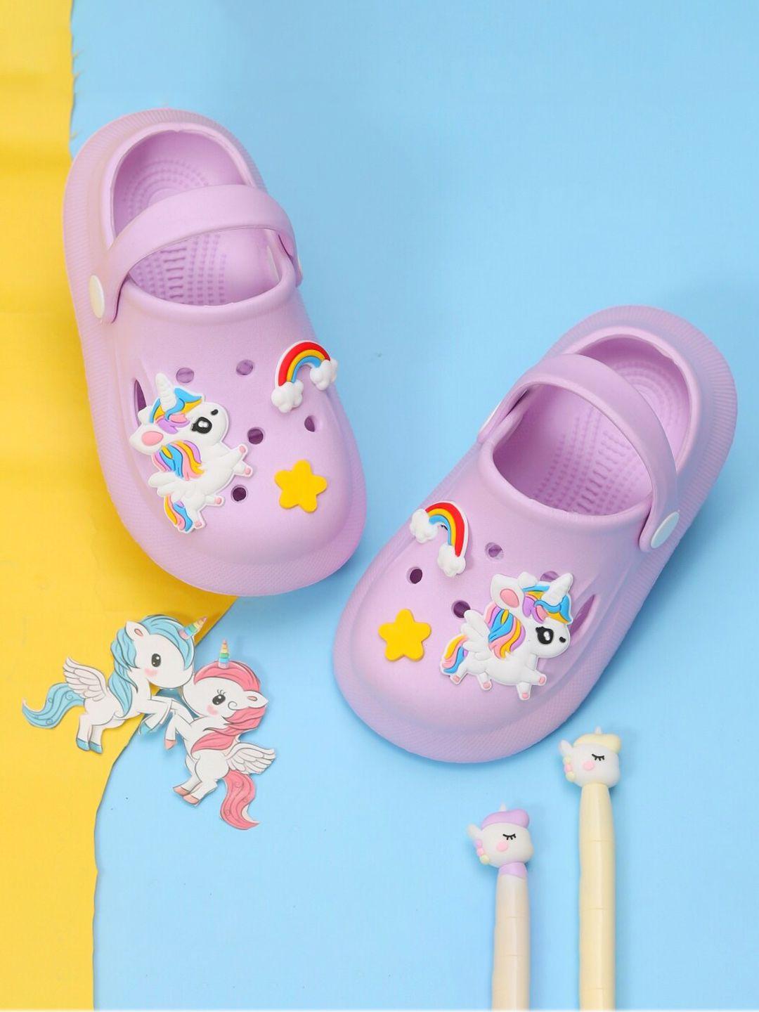 yellow bee girls unicorn & rainbow jibbitz rubber clogs