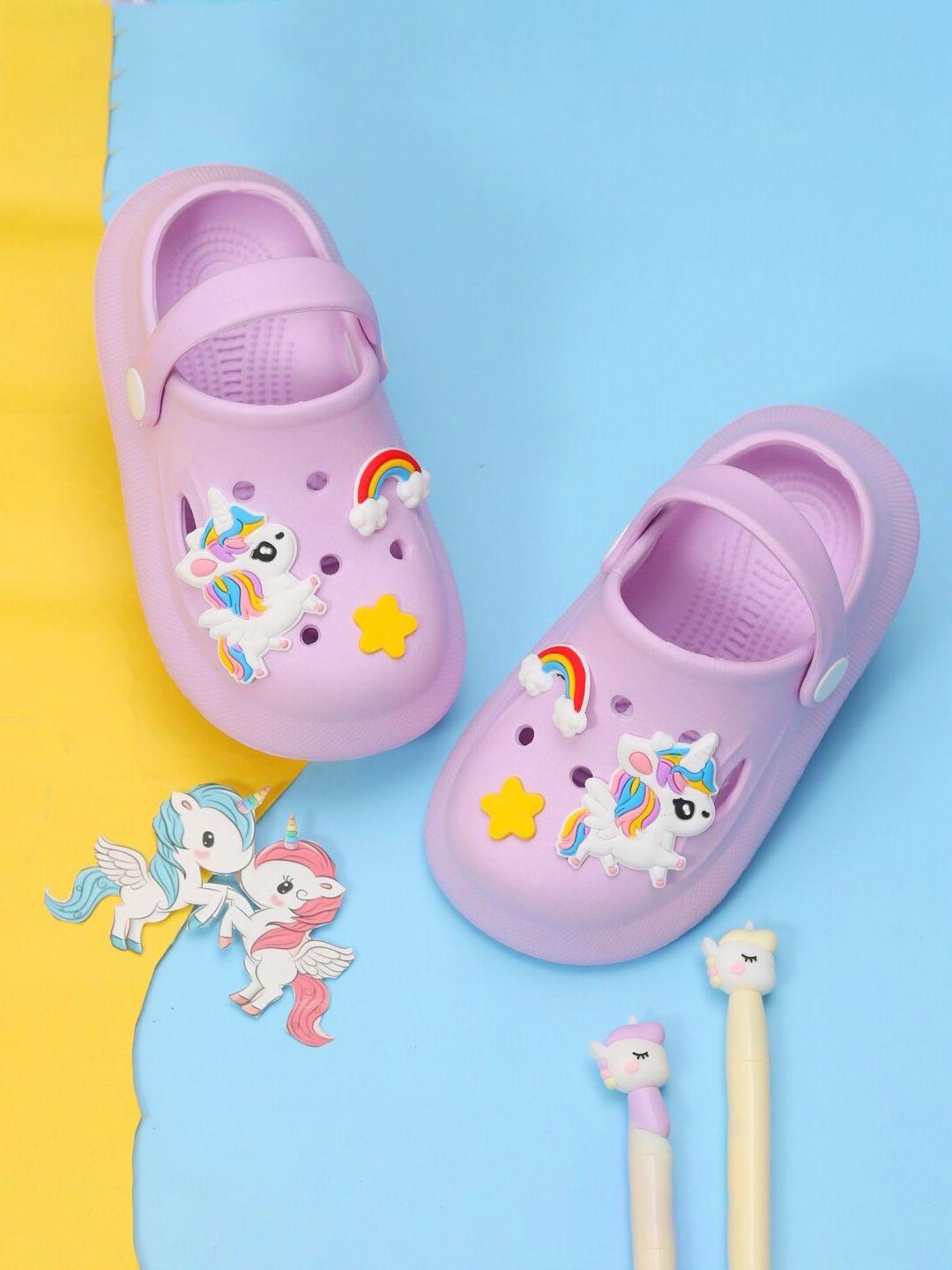 yellow bee girls unicorn & rainbow jibbitz rubber clogs