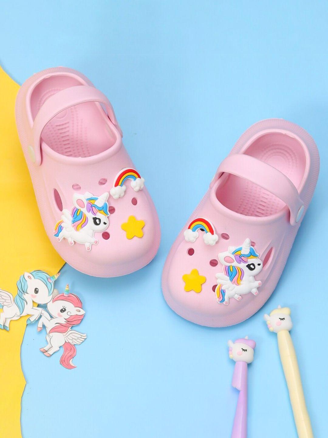 yellow bee girls unicorn & rainbow jibbitz rubber clogs