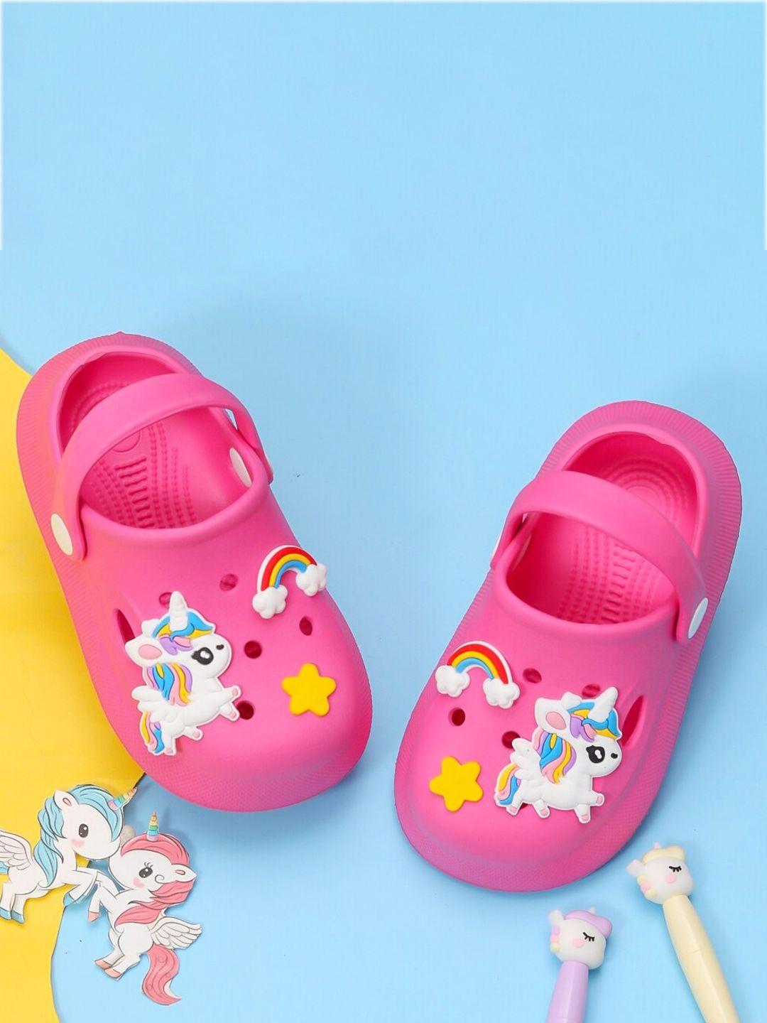 yellow bee girls unicorn and rainbow applique clogs