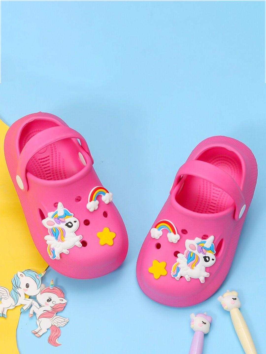 yellow bee girls unicorn and rainbow applique clogs