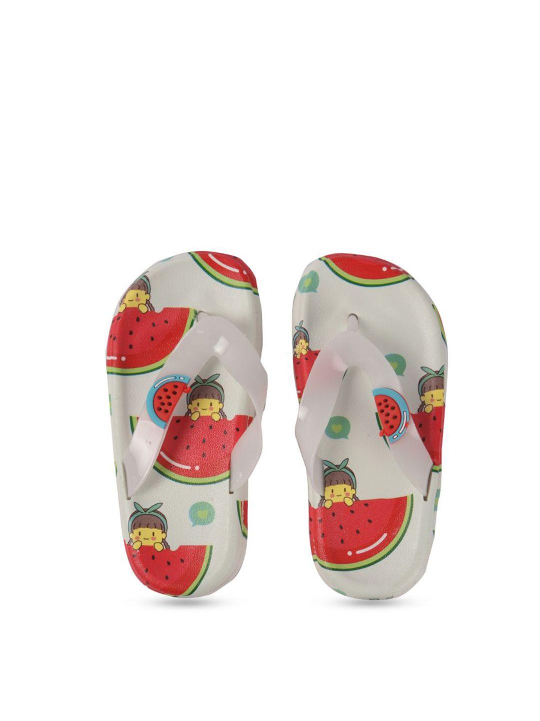 yellow bee girls watermelon printed thong flip-flops