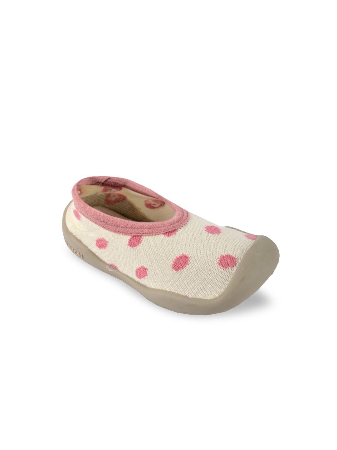 yellow bee infant kids pink & cream-colored anti-skid booties