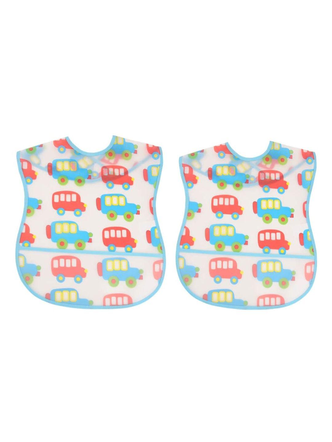 yellow bee infant kids set of 2 printed feeding bib with crumb collectors