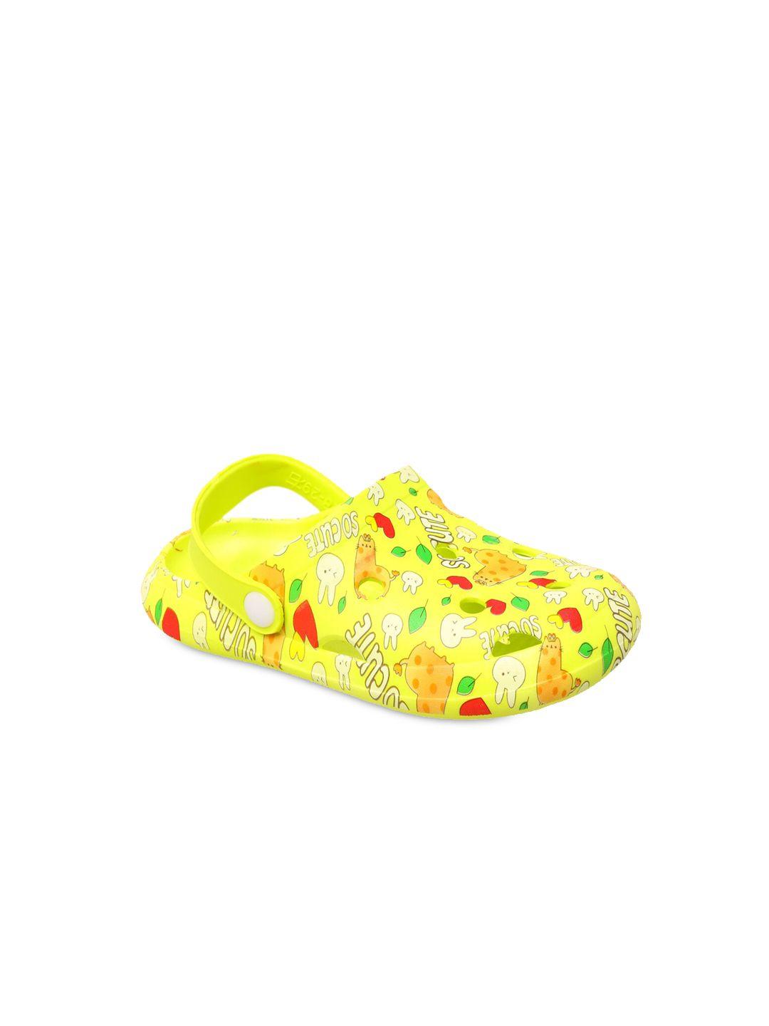 yellow bee unisex kids lime green bunny & heart printed clogs