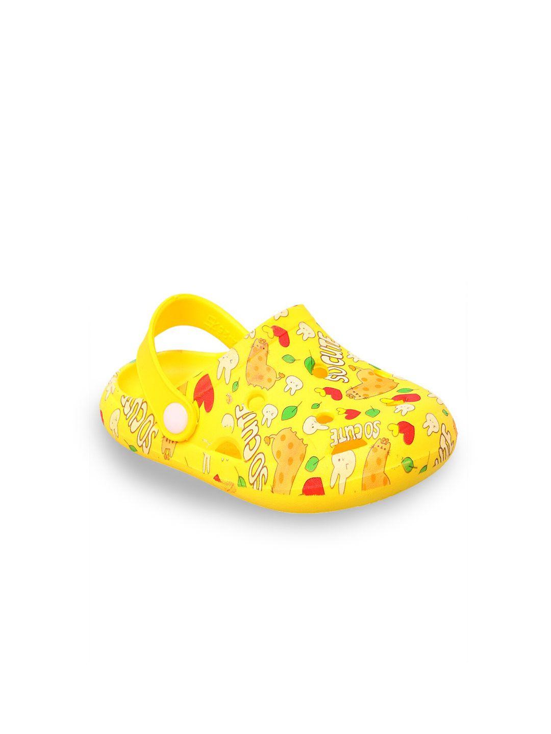 yellow bee unisex kids yellow printed rubber clogs