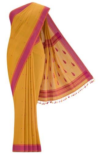 yellow bengal cotton saree