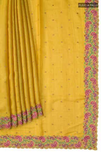 yellow bhagalpuri tussar silk saree