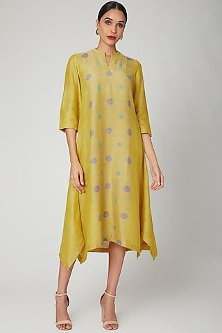 yellow block printed tunic