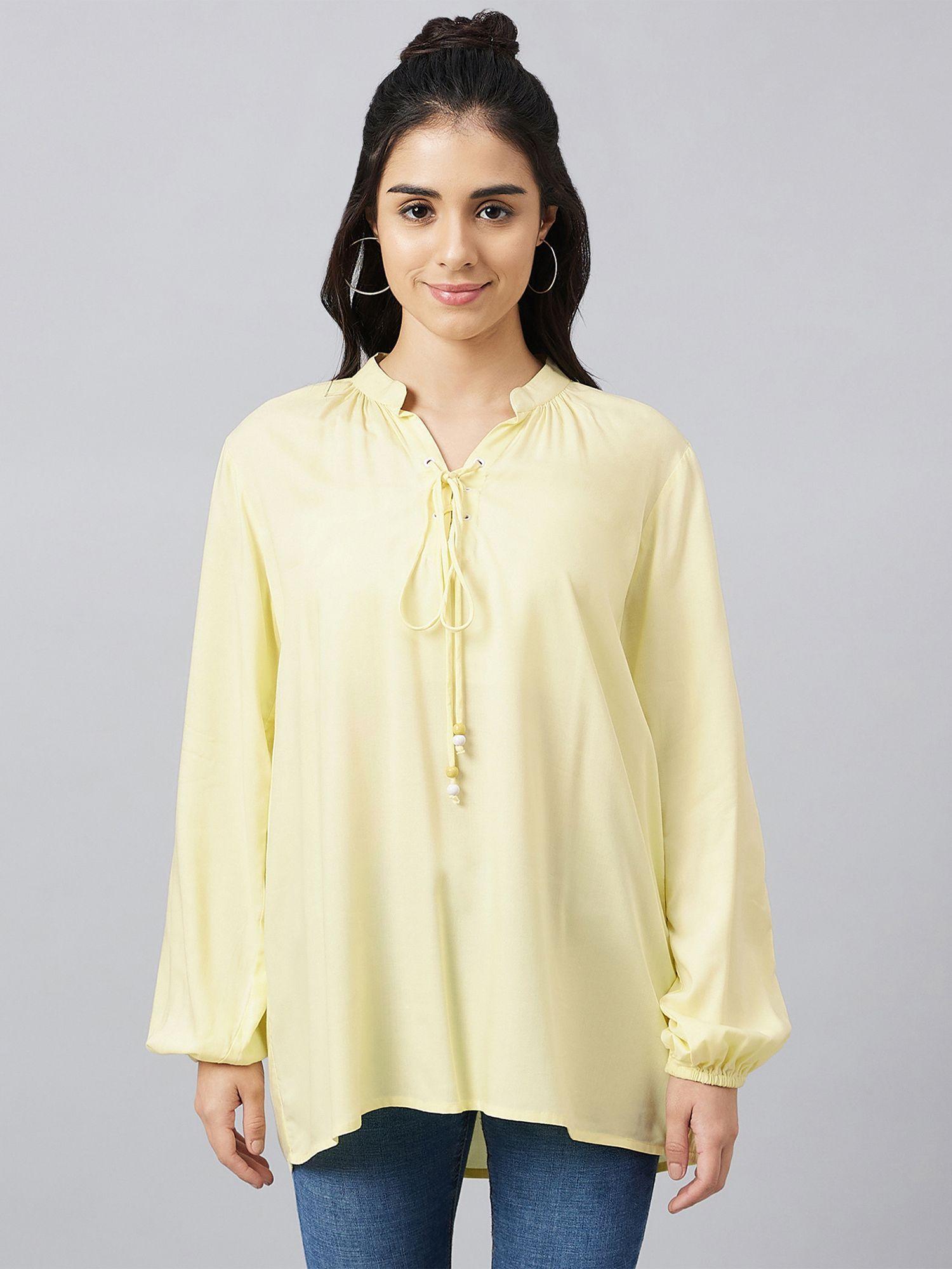 yellow blouson top