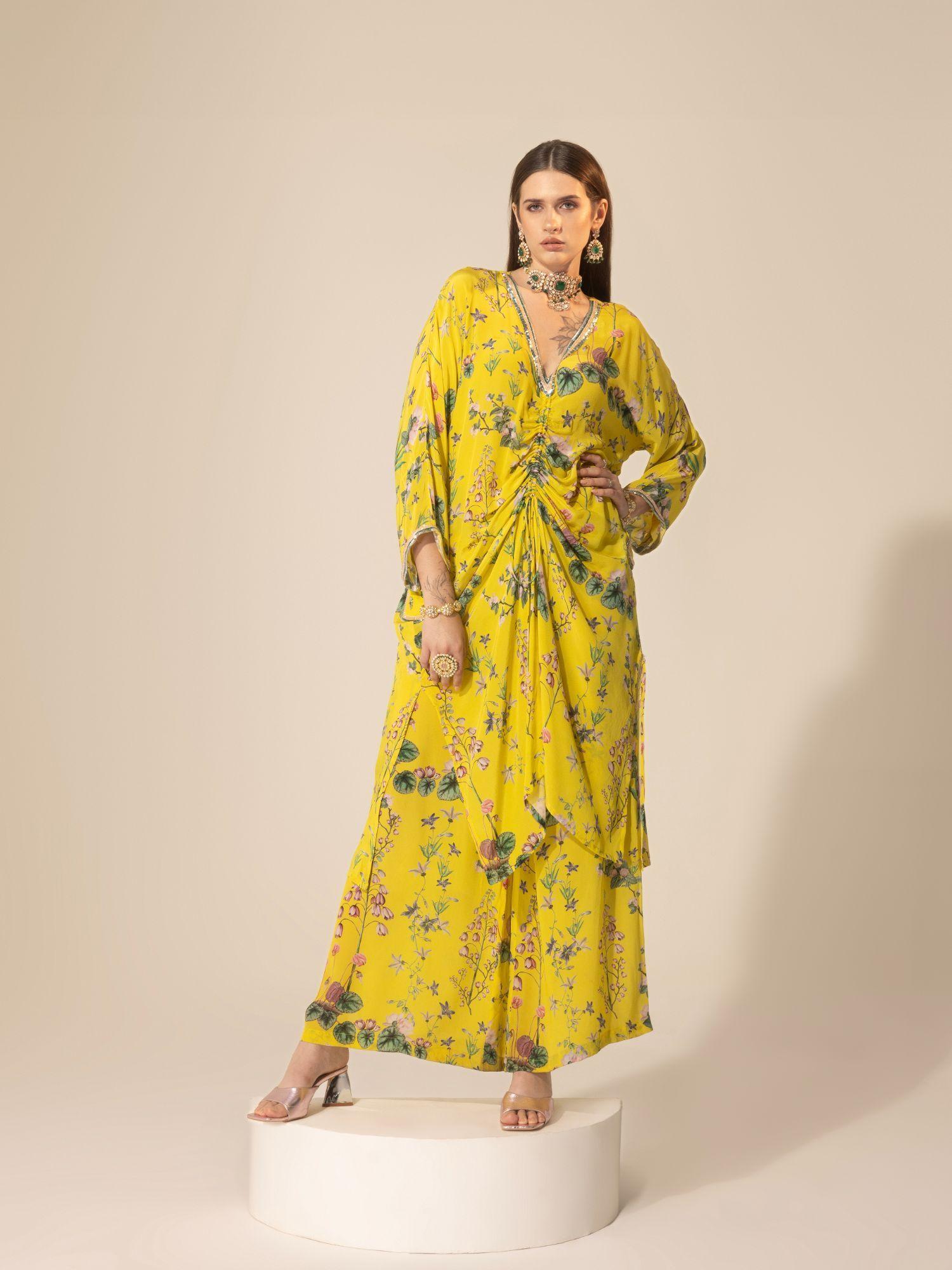 yellow botanical co-ord (set of 2)