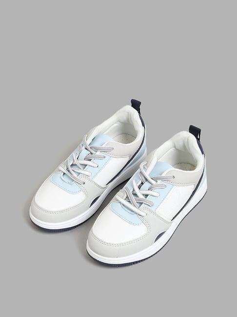 yellow by westside blue highlight lace-up sneakers